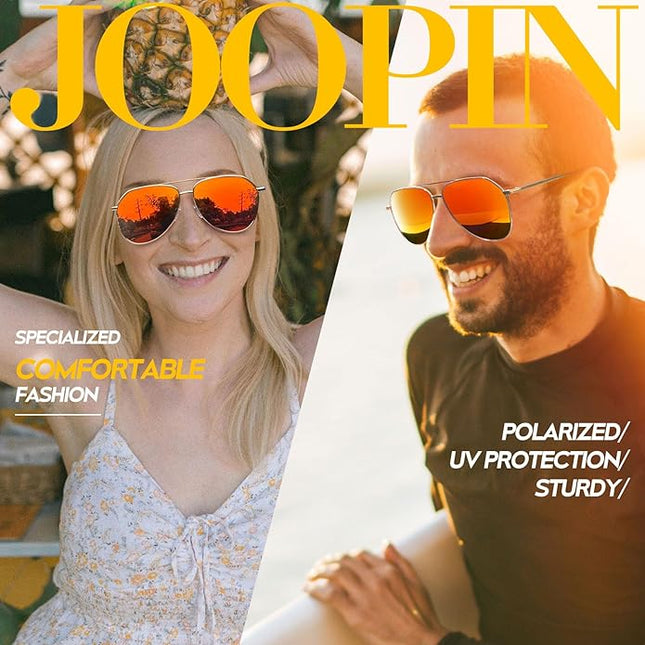 Joopin Polarized Metal Aviation Sunglasses Men, Classic Military Sun Glasses Women, Rectangle Shades UV400 Protection Costume
