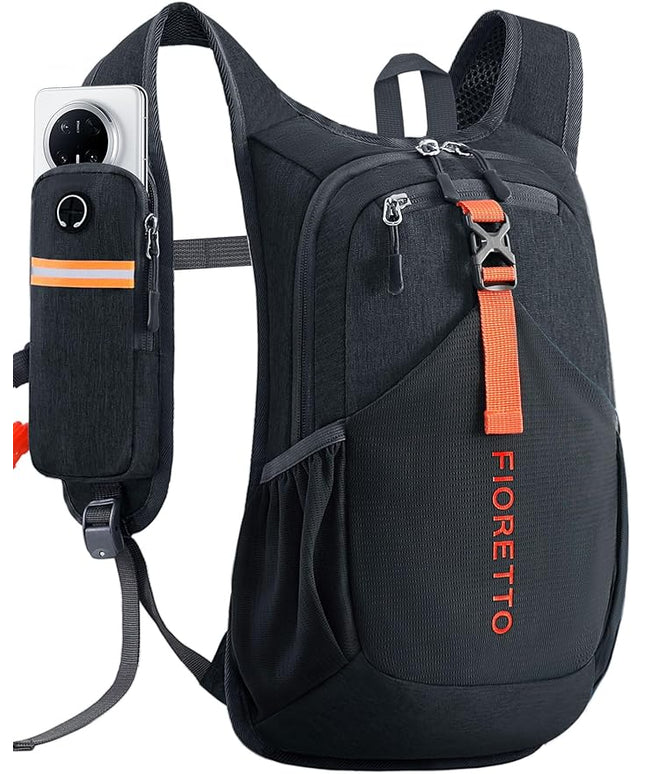 FIORETTO 10L Hiking Backpack for Women Men Mini Packable Backpack Lightweight Small Daypack for Camping Travel Outdoor, Black