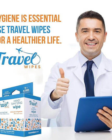Hand Sanitizing Travel Wipes – 15ct Individually Wrapped | Fresh Citrus Scent, Moisturizing, 70% Alcohol Wipes | Travel, Home, Office, Daily Use | Made in USA