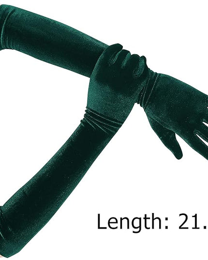 Long Opera Gloves for Women Velvet Gloves 1920s Flapper Stretchy Elbow Length Halloween Costume Gloves