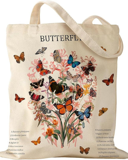 Aesthetic Canvas Tote Bag - Reusable Shoulder Tote Bag for Women Lady Casual Vacation, Shopping, Work, Gym