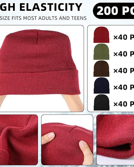Toulite Bulk Winter Beanies for Homeless Donation Unisex Warm Knitted Beanie Hats Skull Cap