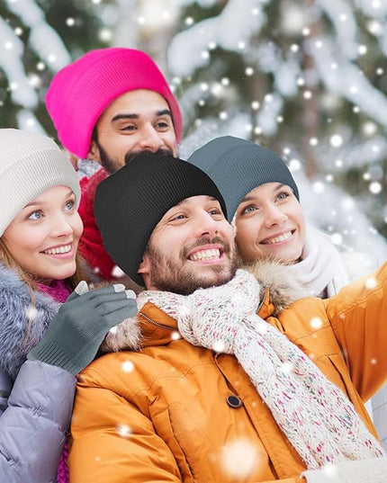 48 Pcs Bulk Winter Knit Beanies Gloves Men Women Warm Beanie Touchscreen Gloves Set Cozy Winter Accessories