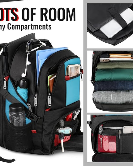 YOREPEK Travel Backpack, Extra Large 50L Laptop Backpacks for Men Women, Water Resistant College Student Bookbag Airline Approved Business Work Bag with USB Charging Port Fits 17 Inch Computer, Blue
