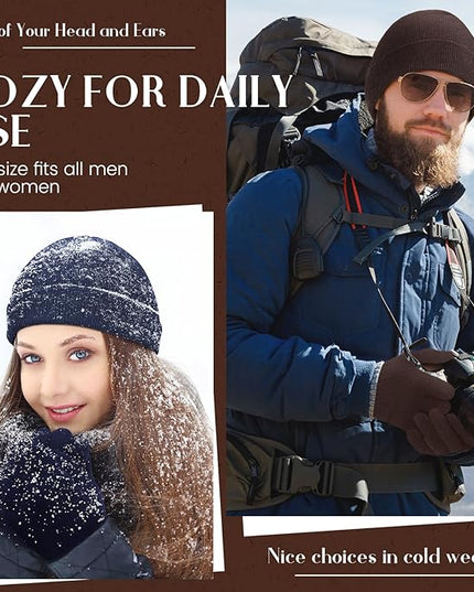 24 Pack Winter Beanies Gloves Cold Weather Unisex Hat Warm Knit Gloves Beanies in Bulk for Men Women, Warm Cozy Gift