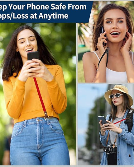 Stretchy Phone Lanyard Tether, 2 Pack Phone Leash Anti-theft Phone Strap for Anti-drop Outdoor Hiking Cycling Climbing Universal for Most Cell Phones, Red