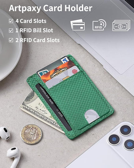 Artpaxy Slim Wallet for Men & Women, Minimalist Front Pocket Card Holder for Travel, RFID Blocking, Water Resistant Nylon Wallet for ID & Cash & Credit Card