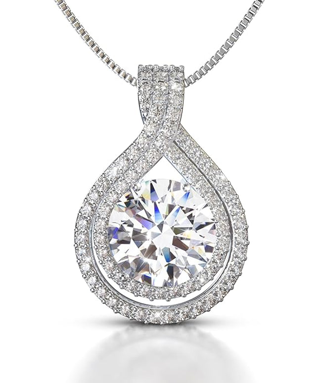 Platinum Plated Certified Moissanite Necklace for Women Gift for Her