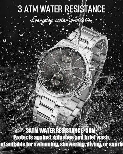Stylish Stainless Steel Chronograph Watches for Men with a Hefty, Solid-Build Feel — Waterproof Quartz Mens Watches with Auto Date & Second Subdials, Valentines Day Gifts for Him, Boyfriend, Husband, Dad