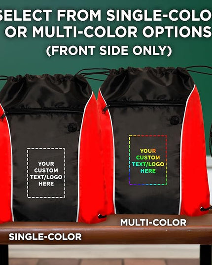 DISCOUNT PROMOS Two-Tone Drawstring Backpack Non-Woven - 10 pack - Customizable Text, Logo - Durable Sports Backpacks - Ideal for Sports, Travel, Gym & More - Red
