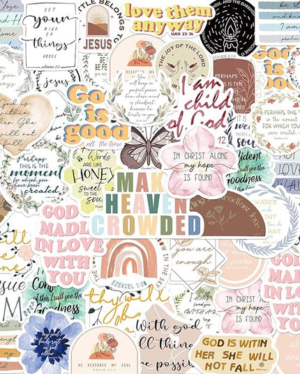 50PCS Bible Verse Stickers: Inspirational Christian Stickers for Women, Men, Teens - Perfect for Water Bottle, Laptop, Bible