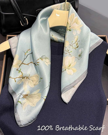 100% Mulberry Silk Scarf for Women Hair Lightweight Square Neckerchief Wrap For Head Scarves 21"