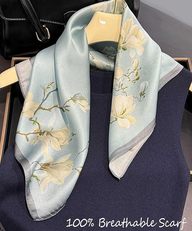 100% Mulberry Silk Scarf for Women Hair Lightweight Square Neckerchief Wrap For Head Scarves 21"