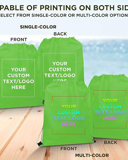DISCOUNT PROMOS Custom Non-Woven Drawstring Backpacks Set of 10/50/100, Personalized Bulk Pack