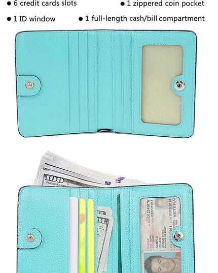 AINIMOER Small Leather Wallet for Women, Ladies Credit Card Holder RFID Blocking Women's Mini Bifold Pocket Purse