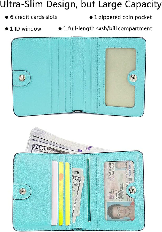 AINIMOER Small Leather Wallet for Women, Ladies Credit Card Holder RFID Blocking Women's Mini Bifold Pocket Purse