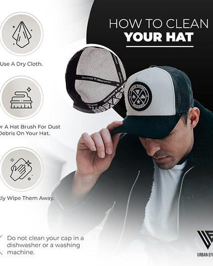 Urban Effort Mesh Back Cap - for Men and Women Baseball Hat 5-Panel Trucker Hat - Great Snapback Closure for Hunting & Hiking