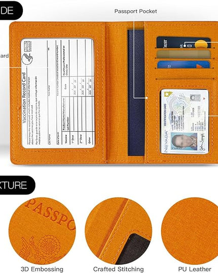 VIDIVICI 2Pack Passport Wallet, Travel Gifts, Travel Accessories - Yellow&Green
