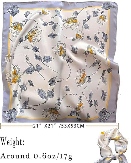 100% Mulberry Silk Scarf for Women Hair Lightweight Square Neckerchief Wrap For Head Scarves 21"