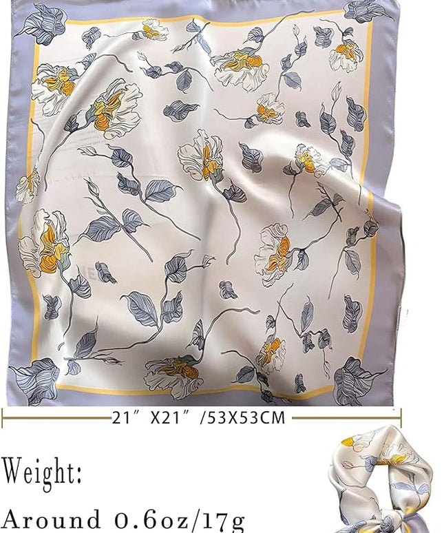 100% Mulberry Silk Scarf for Women Hair Lightweight Square Neckerchief Wrap For Head Scarves 21"