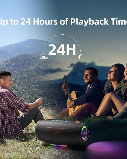 ZEALOT Bluetooth Speaker, 120W MAX Loud Portable Outdoor Speaker Bluetooth with Bidirectional Fast Charging/LED Lights/IPX6 Waterproof/Power Indicator/EQ/TF/AUX