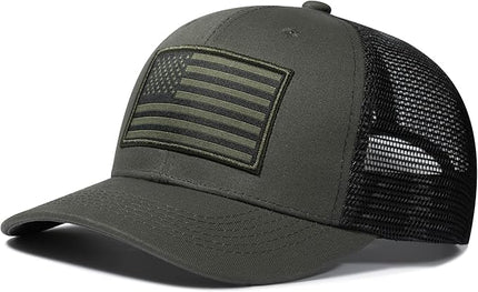 AURR American Flag Trucker Hat, Patriotic Baseball Cap for Men & Women, Breathable Mesh Adjustable Snapback, USA Flag Patch
