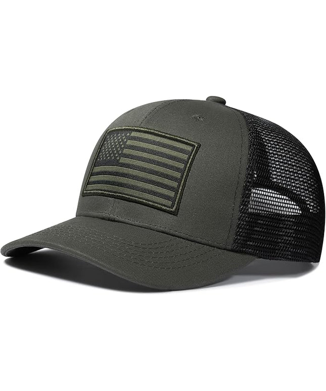 AURR American Flag Trucker Hat, Patriotic Baseball Cap for Men & Women, Breathable Mesh Adjustable Snapback, USA Flag Patch