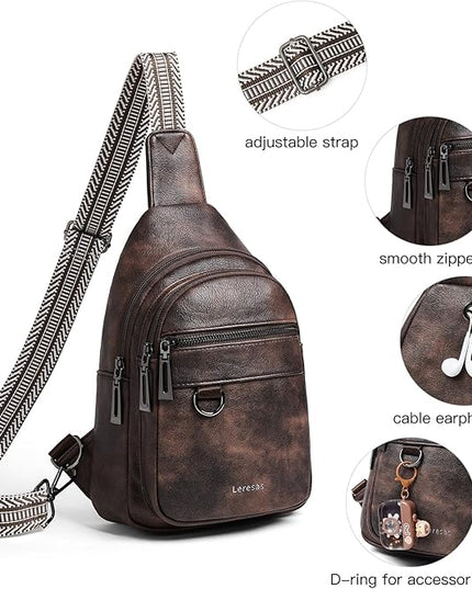 7L Sling Bag for Women Men Vegan Leather Crossbody Bags Fanny Pack Purse Backpack Over Shoulder Bag Travel Anti Theft