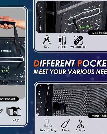 95L Large-Capacity Car Trunk Organizer Includes 26L Ice Pack, Fluorescent Constellation Design, Waterproof & Foldable with Adjustable Straps | For SUVs & Cars (Black-M004)