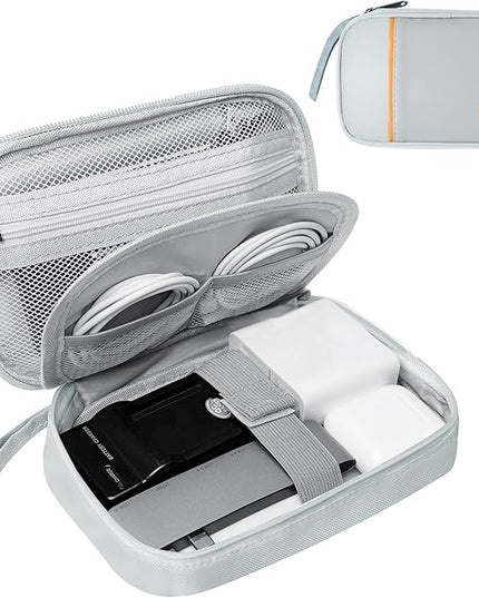 Electronics Travel Organizer,Portable Waterproof Electronic Travel Storage Bag for Small Charging Cord Storage,Charger,Small Electronics,SD Card etc,for Travel,Business -Grey