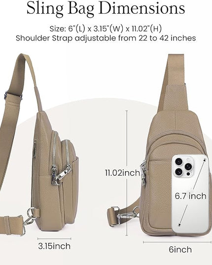 befen Genuine Leather Small Sling Bag for Women Anti-Theft Crossbody Chest Bags Fanny Packs for Travel with RFID Card Slots