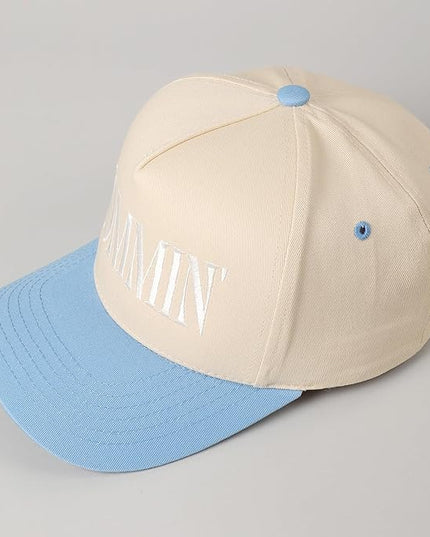 MIRMARU Two-Tone Vintage Canvas Trucker Hats for Men & Women, Adjustable Size Baseball Caps with Trendy Embroidered Design