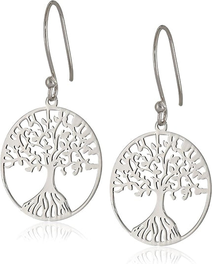Amazon Essentials Sterling Silver Dangle Tree of Life Earrings