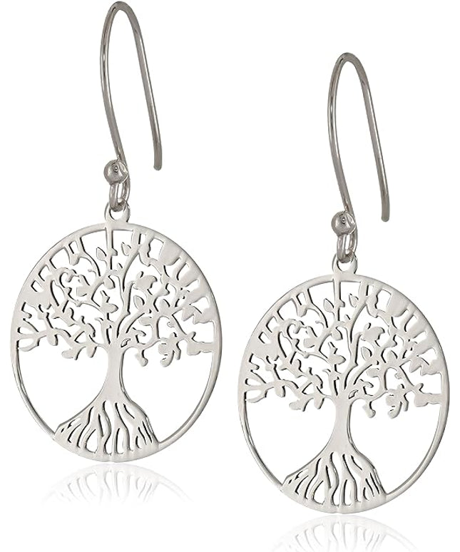 Amazon Essentials Sterling Silver Dangle Tree of Life Earrings