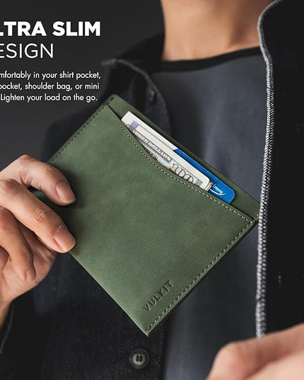 VULKIT Passport Cover Ultra Slim Design Leather Passport Sleeve RFID Blocking with 2 Card Slots, Anti-Theft Travel Essentials