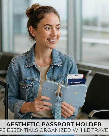 Beautiful Passport Holder for Travel with Wristlet Strap - All-in-One Wallet for Women with Card Slots and Tassel Keychain - Perfect Case to Keep Your Travel Documents Organized & Safe