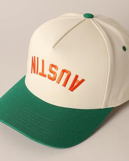 MIRMARU Two-Tone Vintage Canvas Trucker Hats for Men & Women, Adjustable Size Baseball Caps with Trendy Embroidered Design