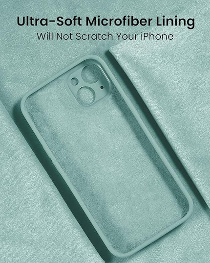 FireNova Designed for iPhone 15 Plus Case, Silicone [Camera Protection] Case with [2 Screen Protectors], Soft Anti-Scratch Microfiber Lining Inside, 6.7 inch, Mint Green
