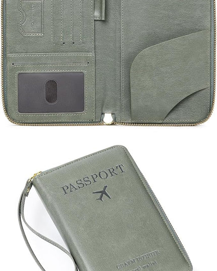 Leather RFID Blocking Passport Holder Travel Wallet, Passport Cover/Travel Wallet for Women/Men with