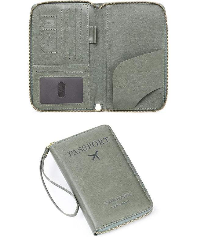 Leather RFID Blocking Passport Holder Travel Wallet, Passport Cover/Travel Wallet for Women/Men with