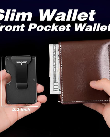 Lenvoten Extra Durable Hinged Minimalist Wallet for Men | Slim Metal RFID Blocking Wallet | Credit Card Holder & Money Clip Holds 20 Cards | Premium Scratch-Resistant Finish | Ideal Gift for Men