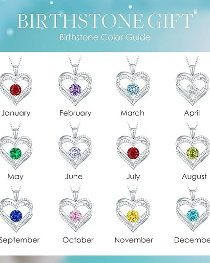 CDE Forever Love Heart Necklaces for Women, Wedding Anniversary, Birthday Mothers Day Christmas Day Gifts for Mom, Mother, Wife, friend, S925 Silver Jewelry with Birthstone Pendant