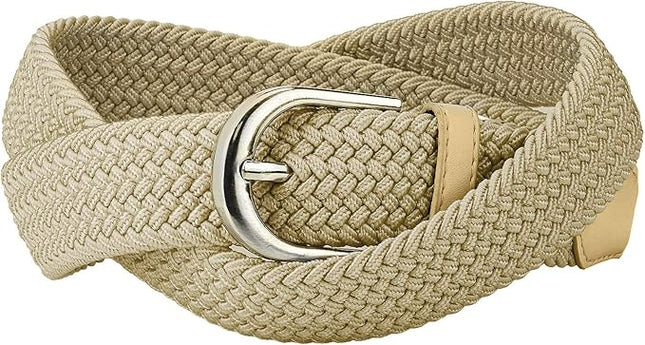 Falari Men Women Multicolored Elastic Stretch Braided Belt Canvas Fabric Woven No Holes Belt