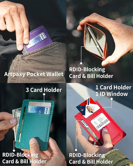 Artpaxy Slim Wallet for Men & Women, Minimalist Front Pocket Card Holder for Travel, RFID Blocking, Water Resistant Nylon Wallet for ID & Cash & Credit Card