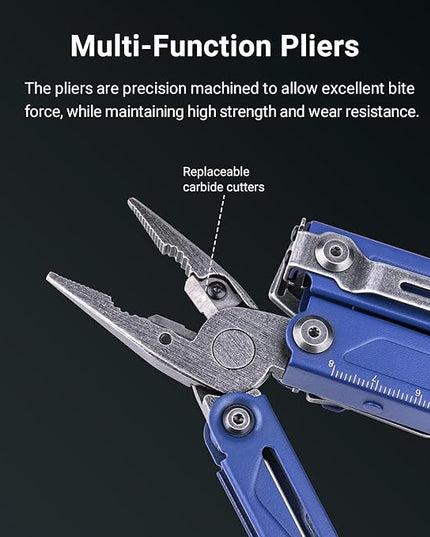 NEXTORCH PIONEER MT20 14-IN-1 Multi-tools Full-Size,Multi-tool Set with Scissors Needle Nose Pliers Pocket Clip Multi-tool for DIY Home Outdoors Everyday Carry Men Gift Color (BLUE with Glass Breaker)