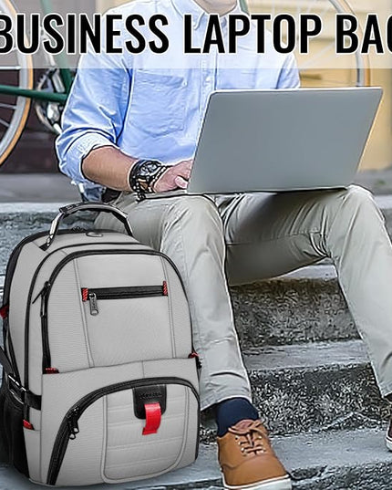YOREPEK Travel Backpack, Extra Large 50L Laptop Backpacks for Men Women, Water Resistant College Backpack Airline Approved Business Work Bag with USB Charging Port Fits 17 Inch Computers, Light Grey