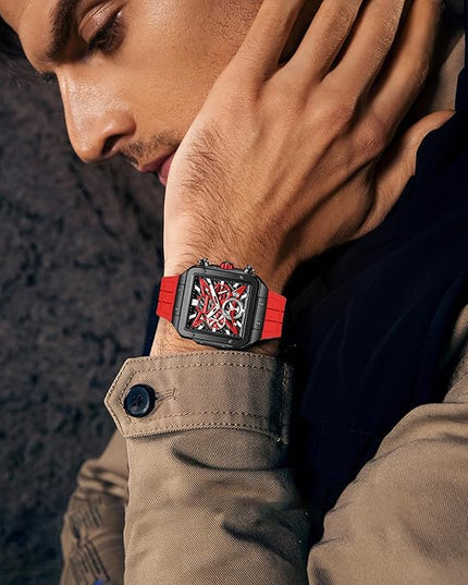 Paras Crown Watches for Men Tonneau 5ATM Waterproof Quartz Luxury Chronograph Analog Men's Wrist Watches Stainless Steel Case Mens Watches