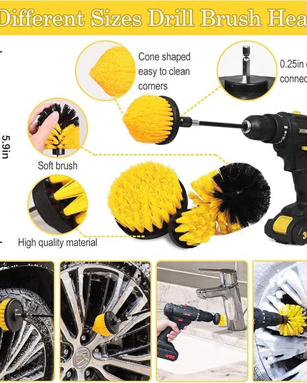 TTRCB 27Pcs Car Detailing Kit, Car Detailing Brush Set, Auto Detailing Drill Brush Set, Car Detailing Brushes, Car Wash Kit, Car Accessories, Car Cleaning Tools Kit for Interior, Exterior, Wheels