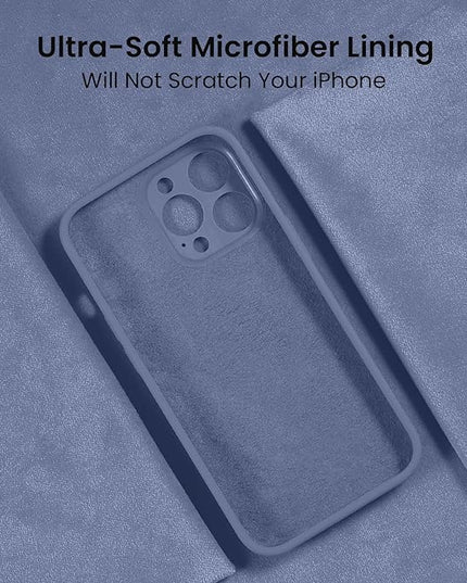 FireNova for iPhone 14 Pro Case, Silicone Upgraded [Camera Protection] Phone Case with [2 Screen Protectors], Soft Anti-Scratch Microfiber Lining Inside, 6.1 inch, Lavender Gray