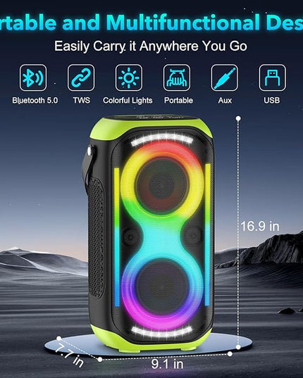 Bluetooth Speaker 160W Loud Wireless Outdoor Portable Big Powerful Deep Bass Sound TWS Large Home Party Speakers with Subwoofer LED Lights